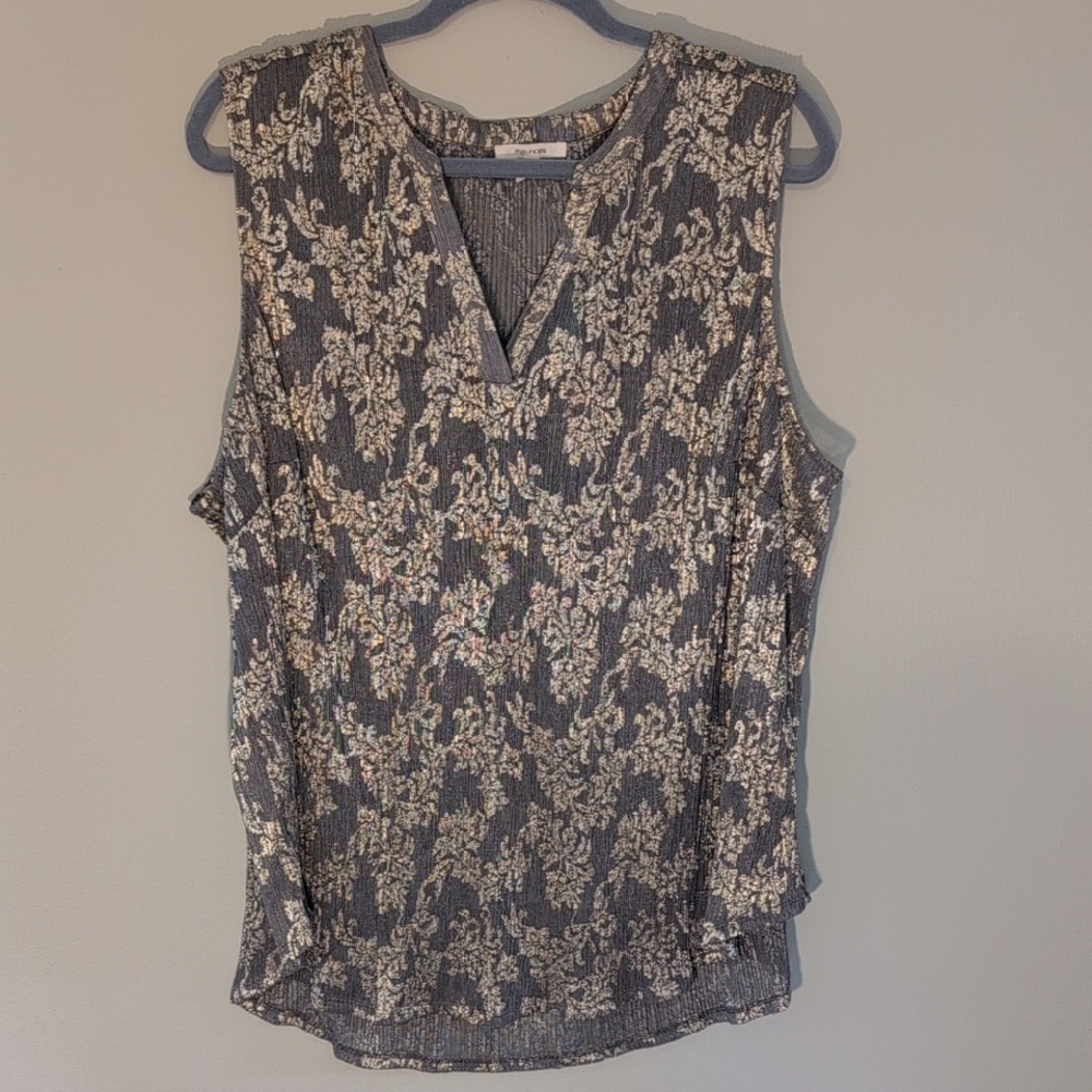 Maurices Sleeveless Blouse - Blue and Shiny Floral